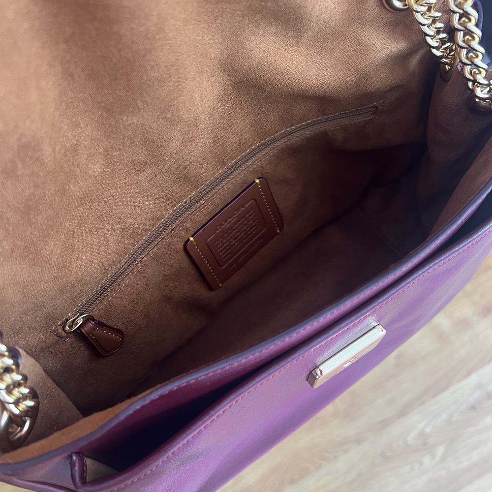 Coach Dark Red Shoulder Bag with Gold Accents - Picture 11 of 13
